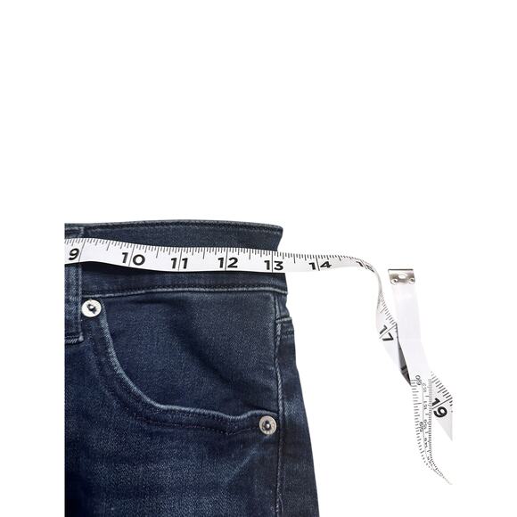 Express Skyscraper Mid Rise Dark Wash Women's Jeans Size 2 Vented Hem Mid Rise - Picture 10 of 10